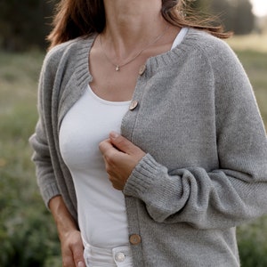 Handmade alpaca wool cardigan - button-up knit sweater, women's pullover