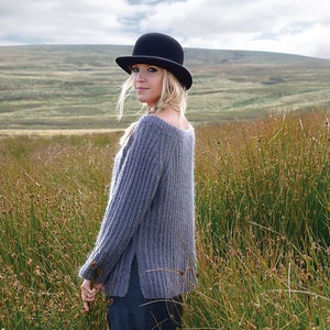 Oversized Sweater in Dark Gray Alpaca and Natural Merino Wool, Hand Knitted, Self-Care Pullover, Jumper, Women's Knitwear, Knitted, Adult