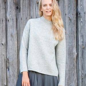 WOOL SWEATER, Knitted sweatshirt, Stand up collar sweater, Women knitwear, Knitted wool jumper, Natural grey sweater, Knit wool sweater