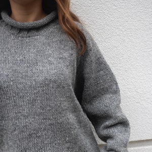 unisex neutral roll neck hand knit soft chunky oversized knitted jumper/sweater/pullover - 100% wool - ethical - spring/autumn/winter gift