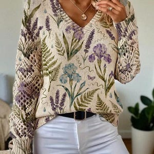 Handmade Boho Knit Sweater: Relaxed Fit Bohemian Pullover