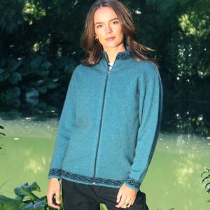 Possum Merino Motif Zip Cardigan