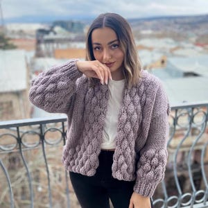 Merino Cardigan – Chunky Knit Women’s Cardigan, Cozy Handmade Sweater, Natural Wool Knitwear